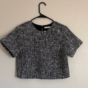 Abercrombie & Fitch Black and White Tweed Crop Top